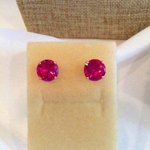 New 10mm Large Pink Sapphire in RG Studs